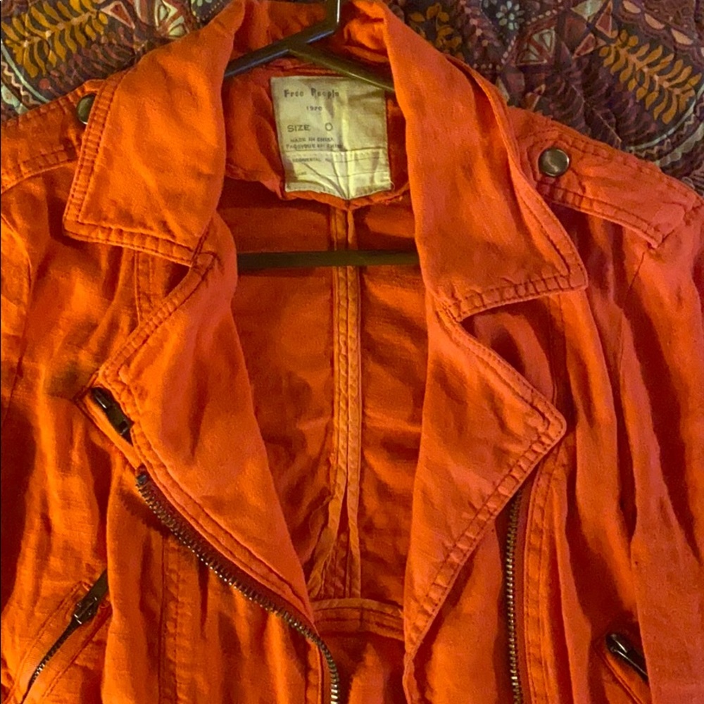 Red Free People Moto Blazer